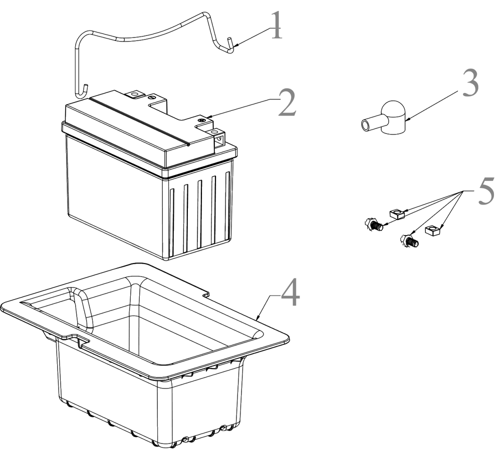 Battery Diagram and Parts List for 13BJ77ST345 2023 Yard Machines Lawn Tractor